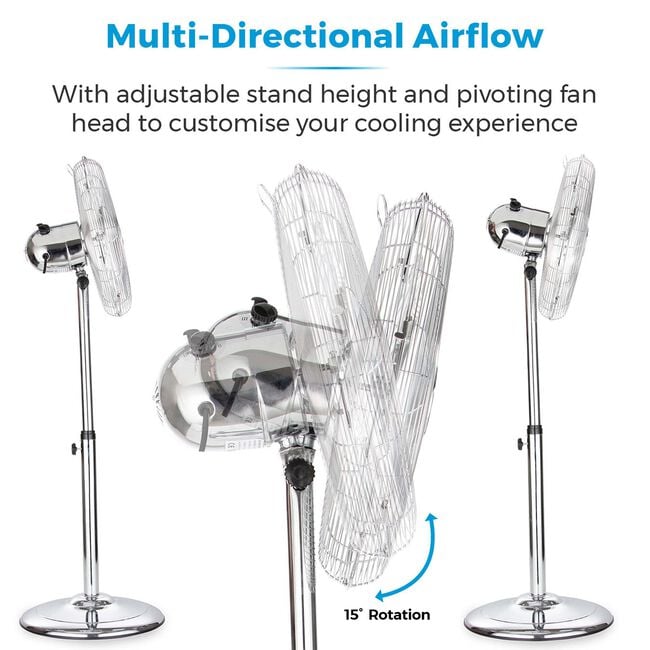 Tower 16" Metal Pedestal Fan Chrome